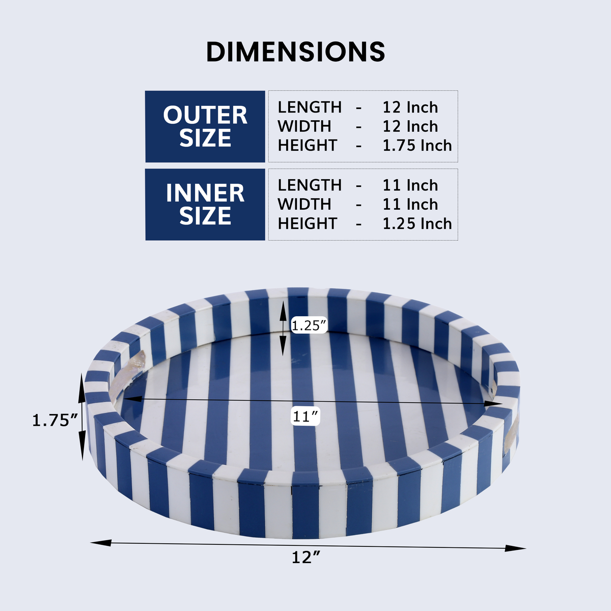 Riviera Ronde Blue White Round 12in Diameter