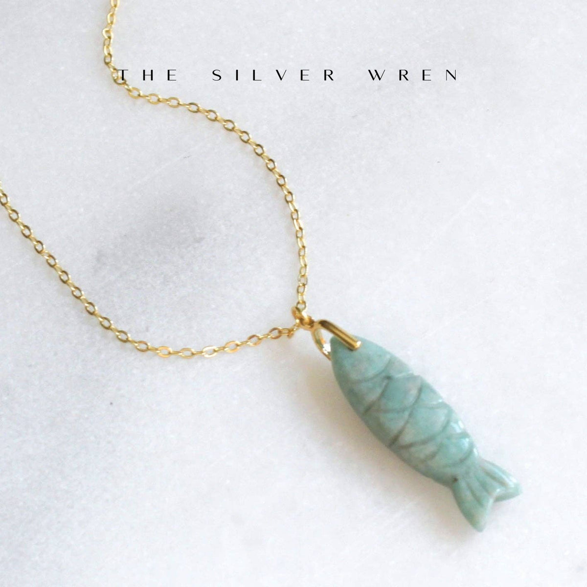 Gemstone Fish Pendant Necklace: Lapis / 18 inch
