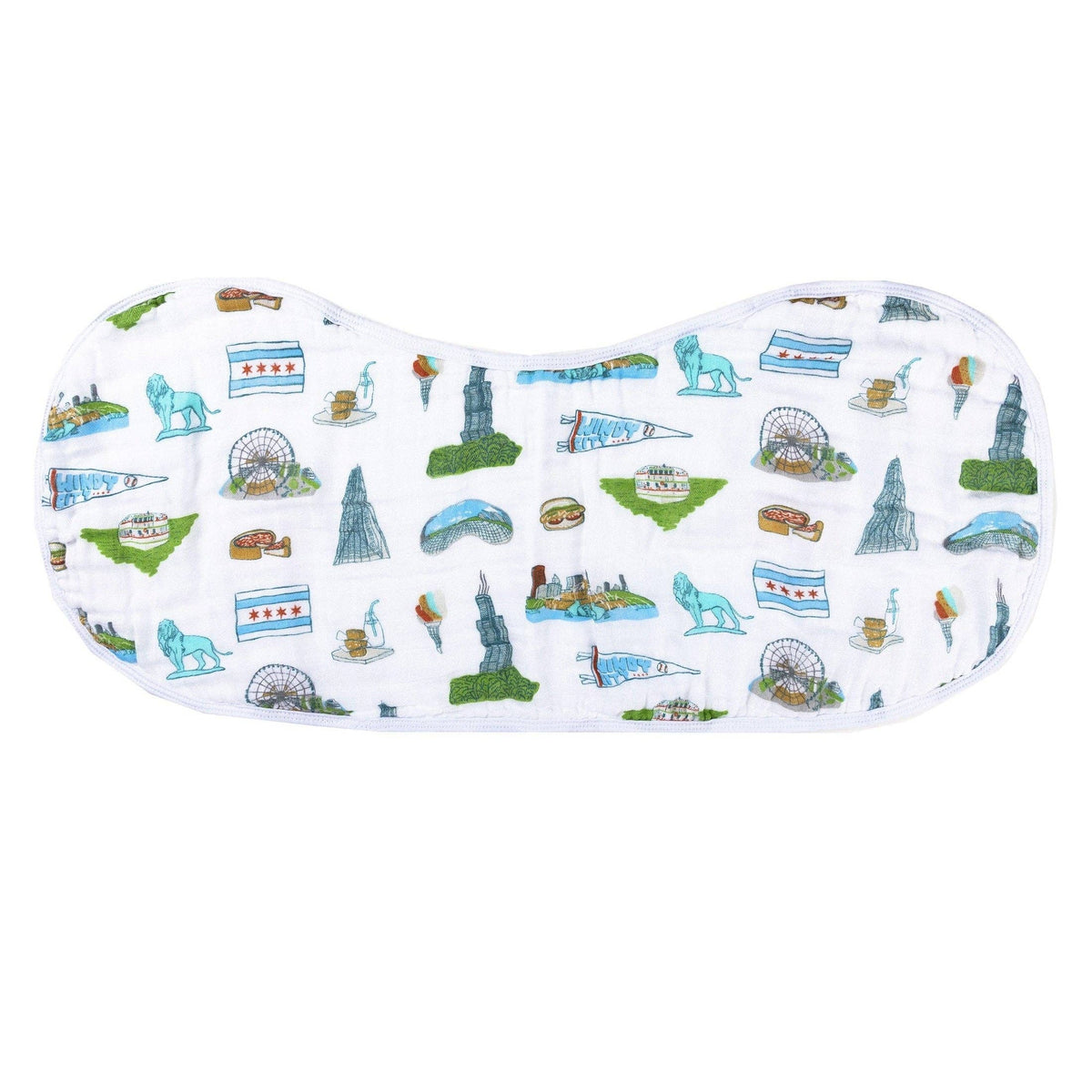 Chicago Illinois Baby Burp Cloth and Bib 2 in 1  Breathable Bamboo Blend
