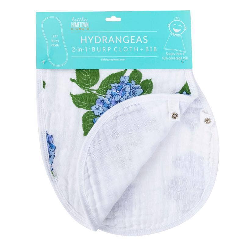 Hydgrangeas Baby Burp Cloth and Bib 2 in 1  Absorbent and Gentle on Newborn Skin
