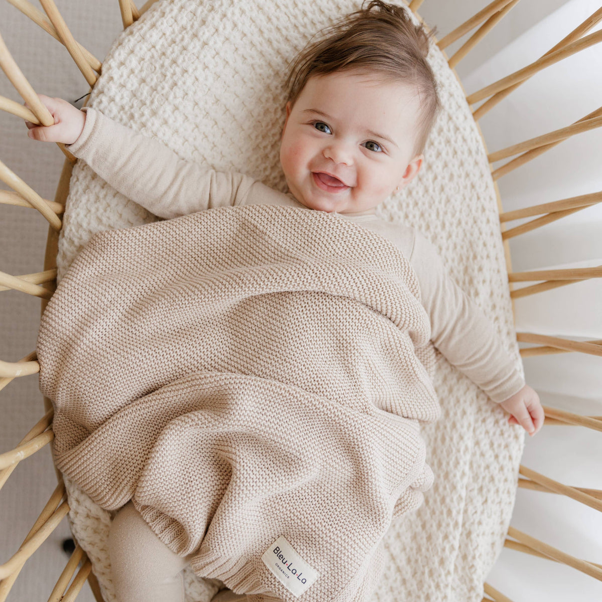 Heritage Knit 100% Organic Cotton Swaddle Baby Blanket: Blush Pink