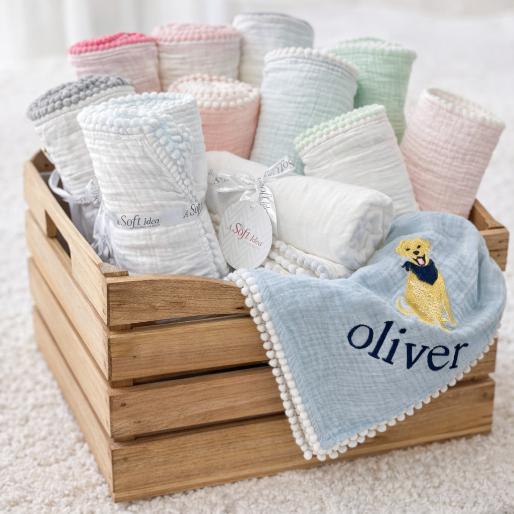 6033 - Cotton Muslin Swaddle Blanket: Pink/White