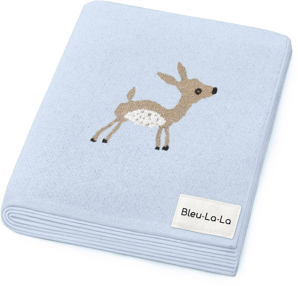 100% Luxury Cotton Receiving Swaddle Baby Blanket - Deer: Deer-Blue