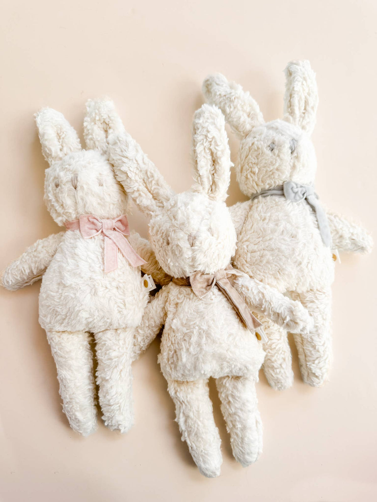 Plush Bunny Taupe Velvet Bow Baby Kid Organic Neutral: Taupe Bow