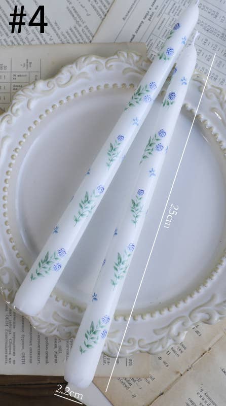 2pcs 25CM European Style Plant Print Smokeless Decor Candles: #4