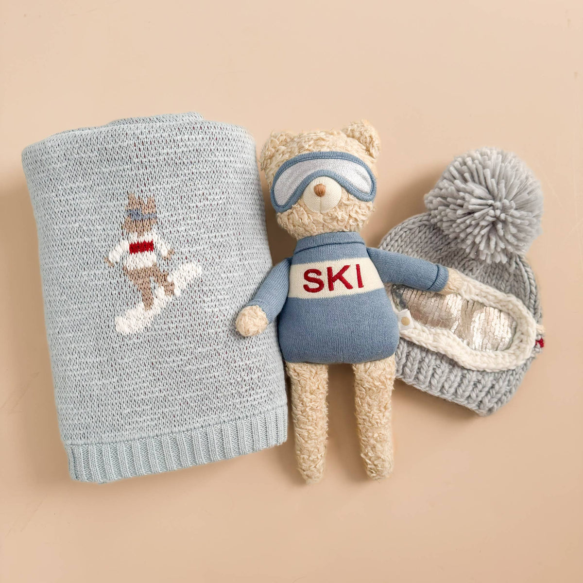 Ski Goggles Beanie Bowie Grey Baby Kids Adult Snowboard Hat: S; 6-24M