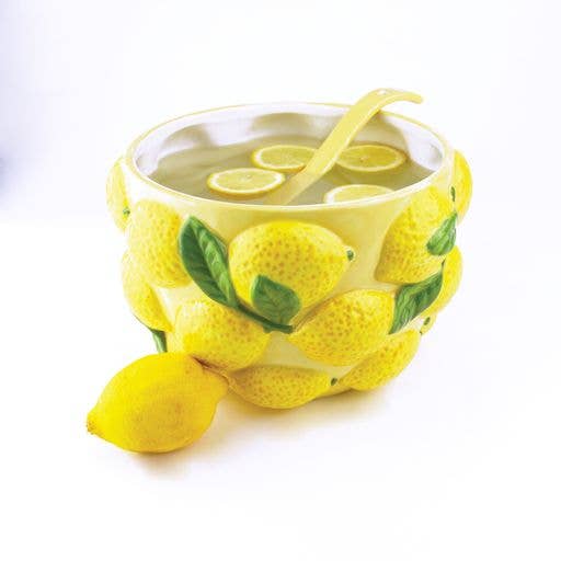 Lemon Ceramic Punch Bowl & Ladle Set, 32oz