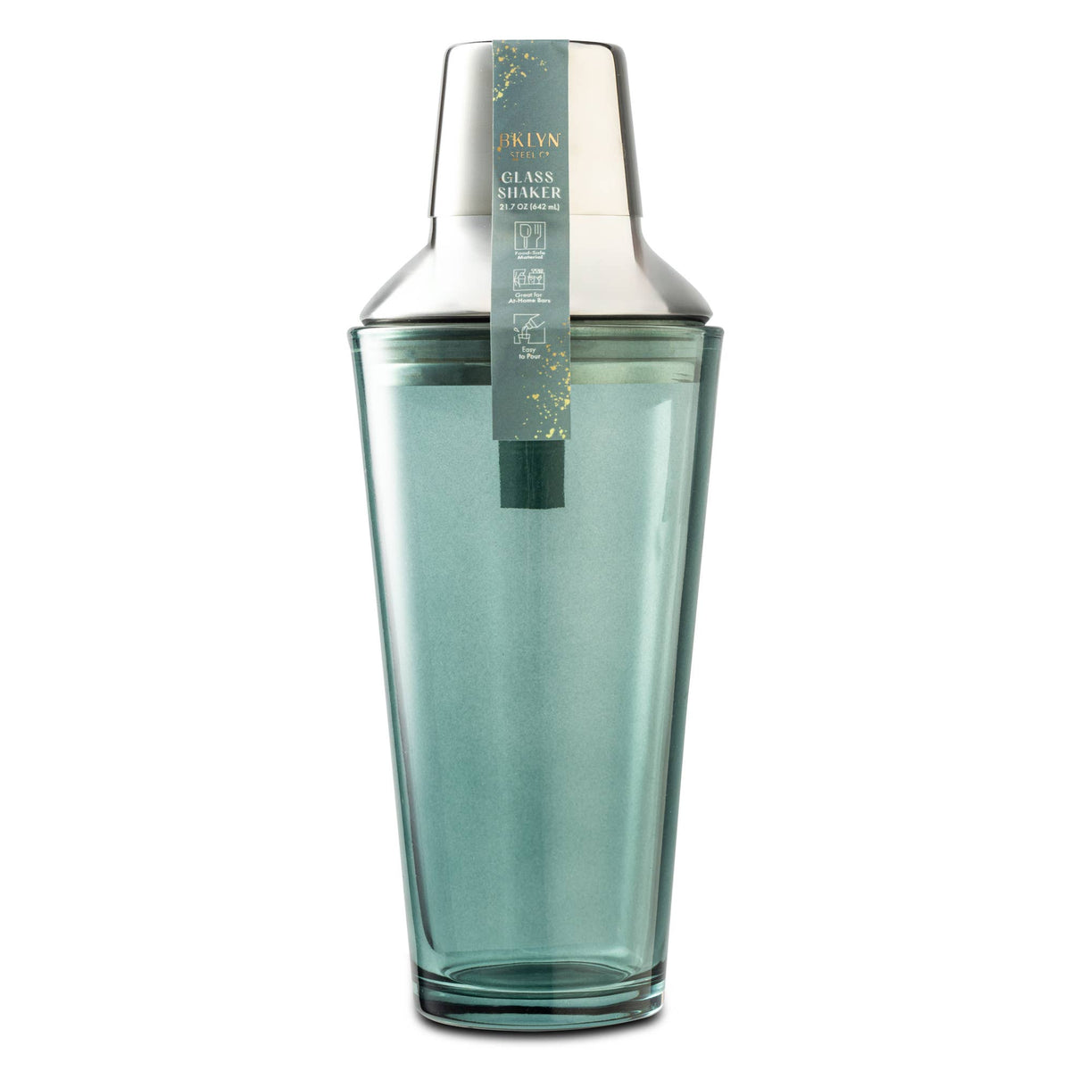 21.7oz Glass Shaker w Stainless Steel Lid