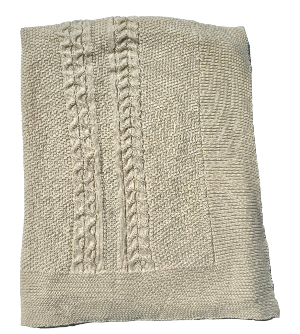 Classic Aran Knit Blanket: Natural / 36"x36"