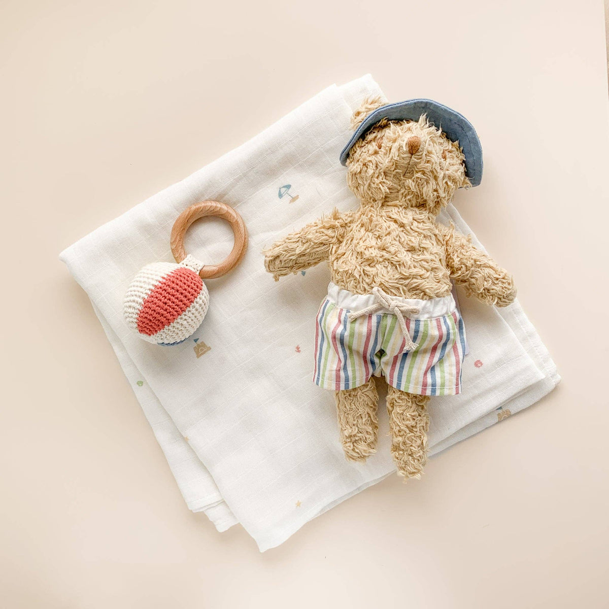Plush Bear Beach Toy Ocean Coastal Summer Baby Kid Organic: Blue