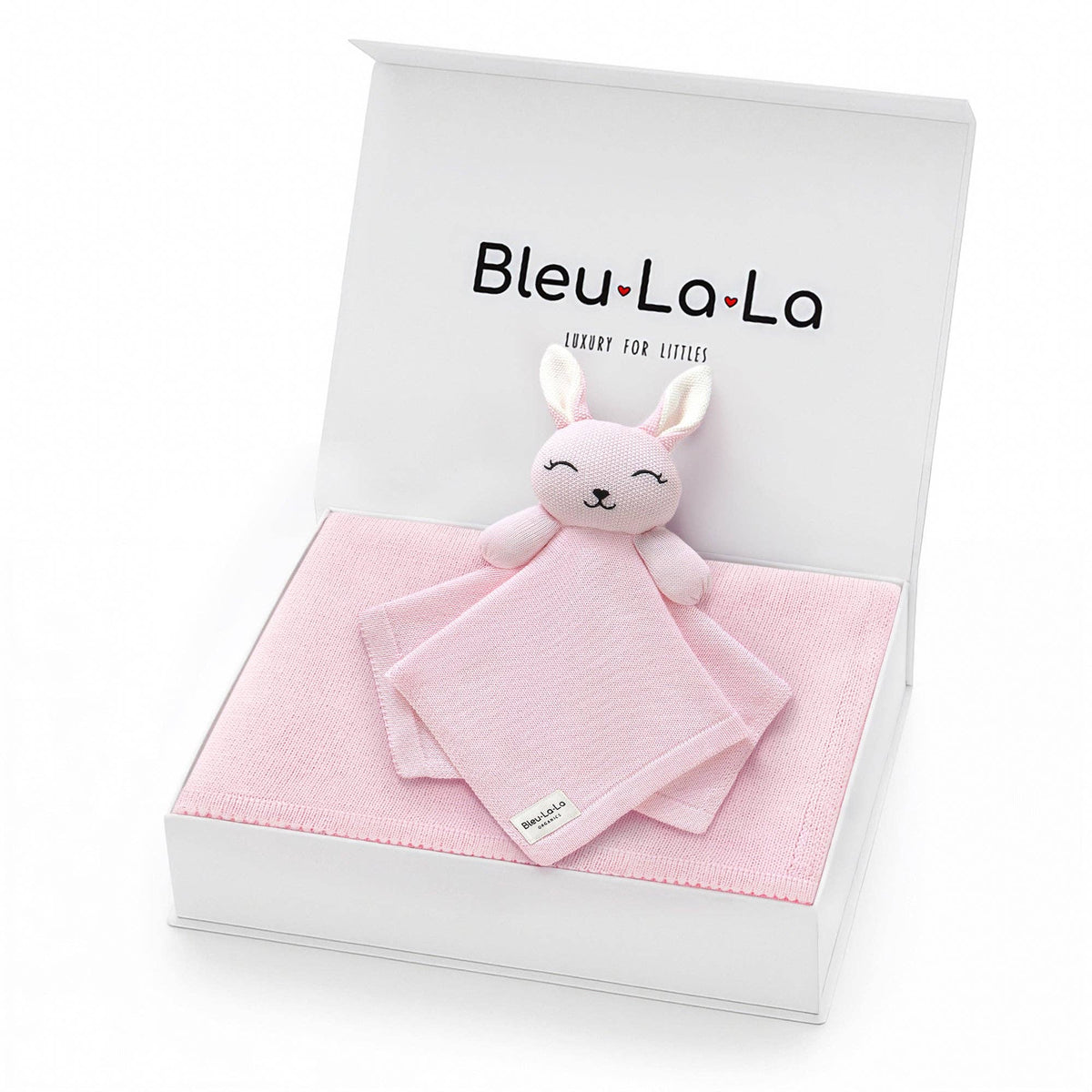 Blanket and Lovey Security Blanket Organic Cotton Gift Set: Bunny - Pink
