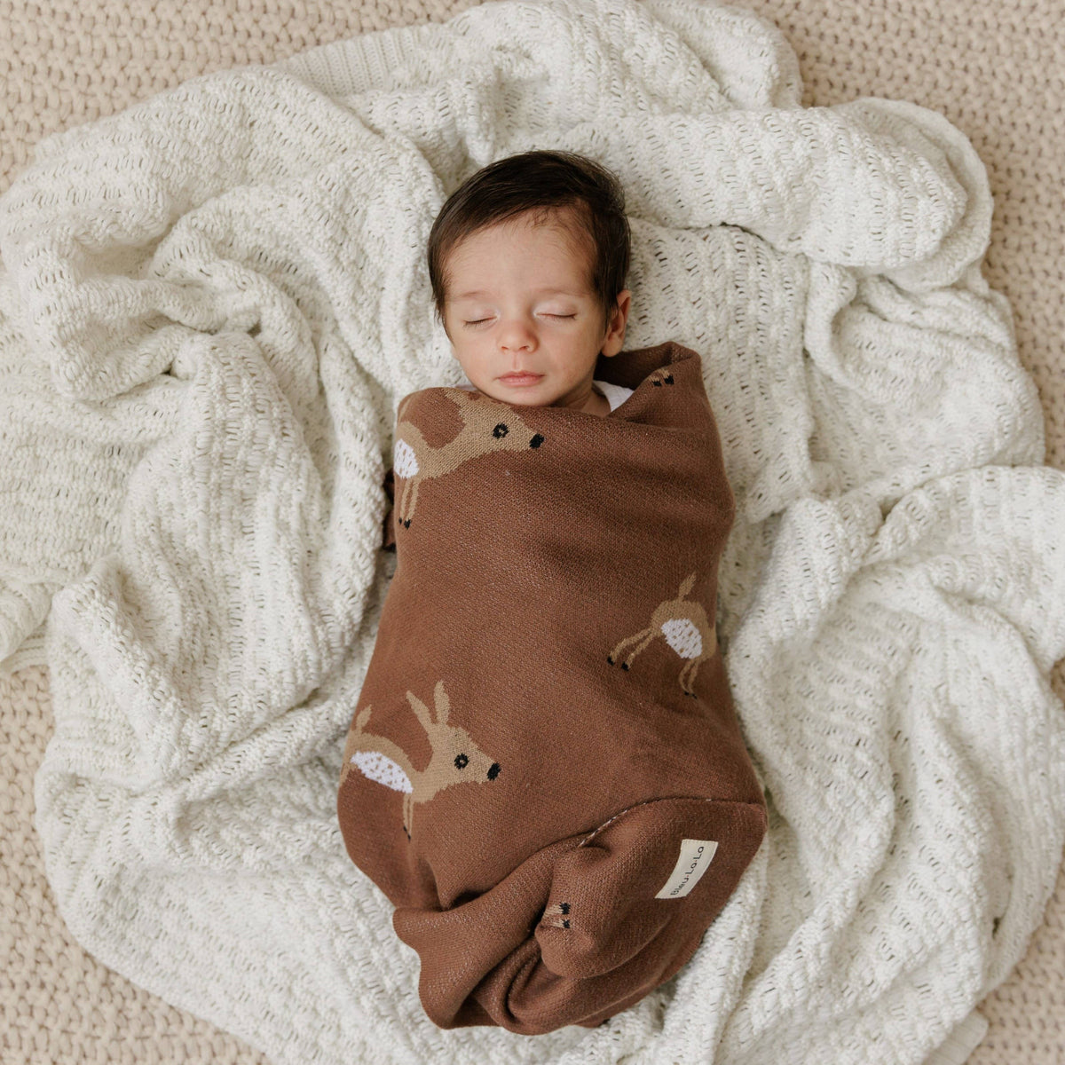 100% Luxury Cotton Receiving Swaddle Baby Blanket - Deer: Deer-Blue