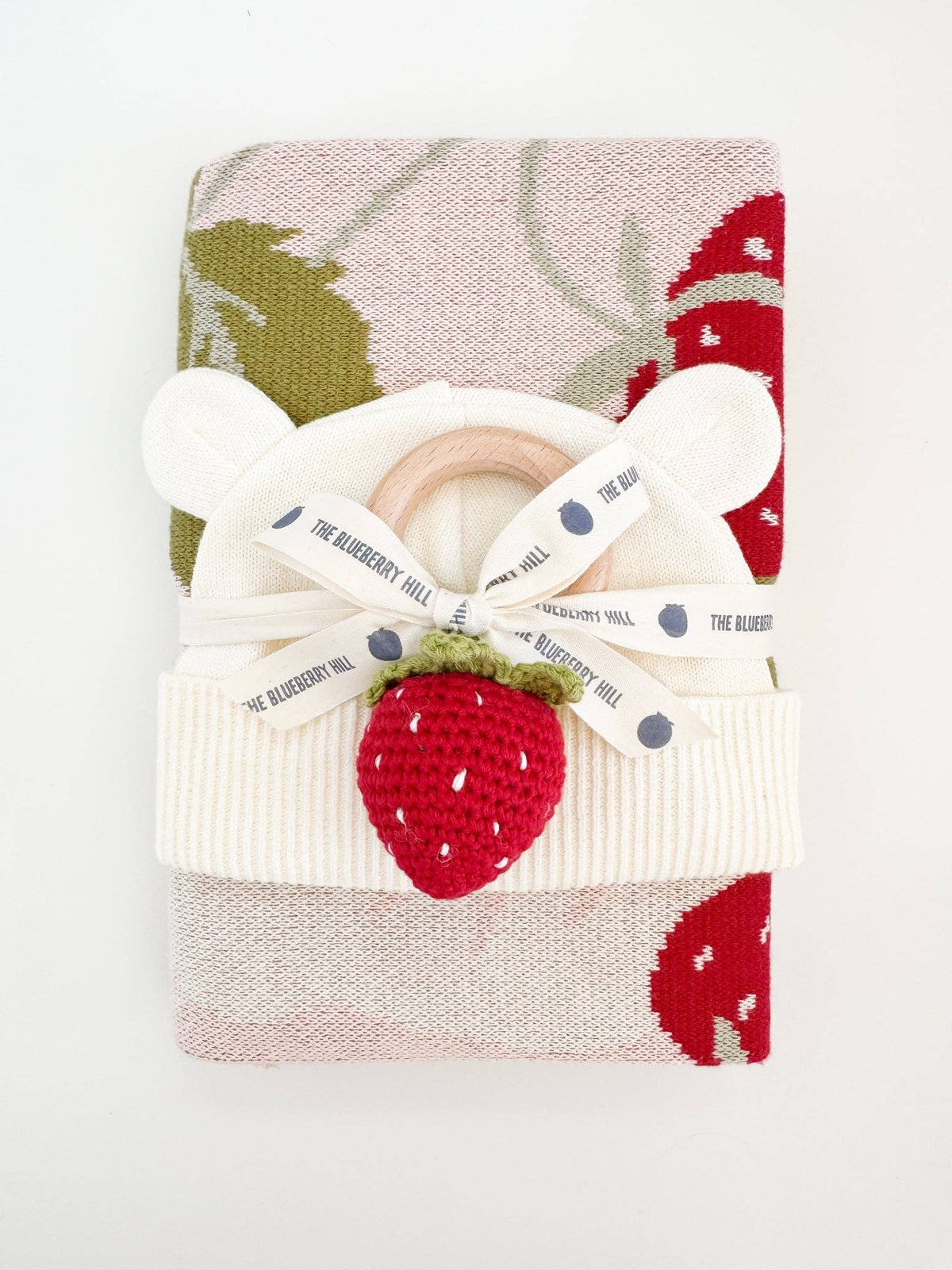 Set Strawberry Blanket Flower Rattle Gift Spring Summer Baby: Blush / 0-6m