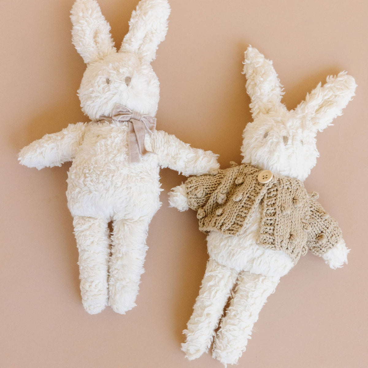 Plush Bunny Taupe Velvet Bow Baby Kid Organic Neutral: Taupe Bow