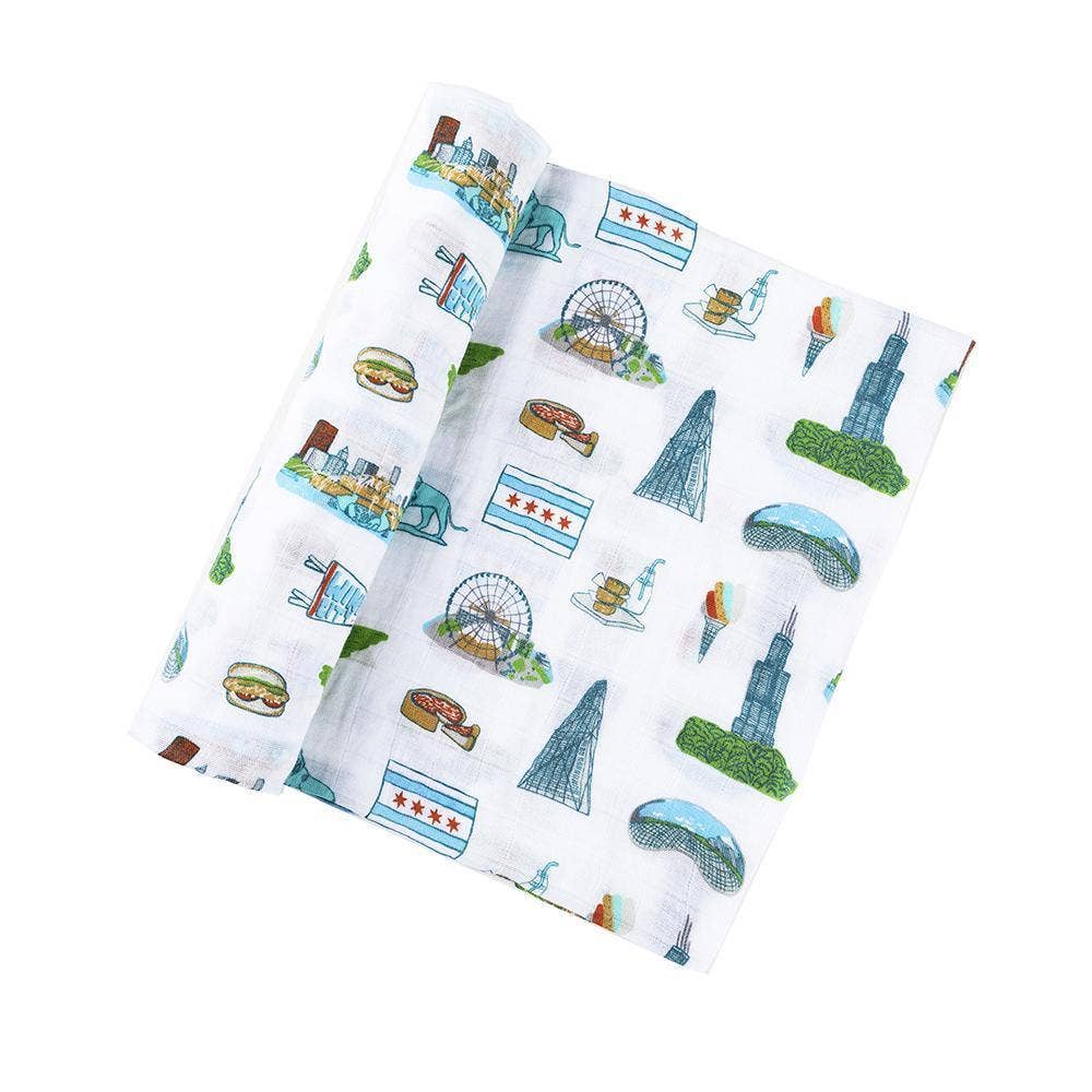 Chicago Baby Muslin Swaddle Blanket Perfect Baby Shower Essential