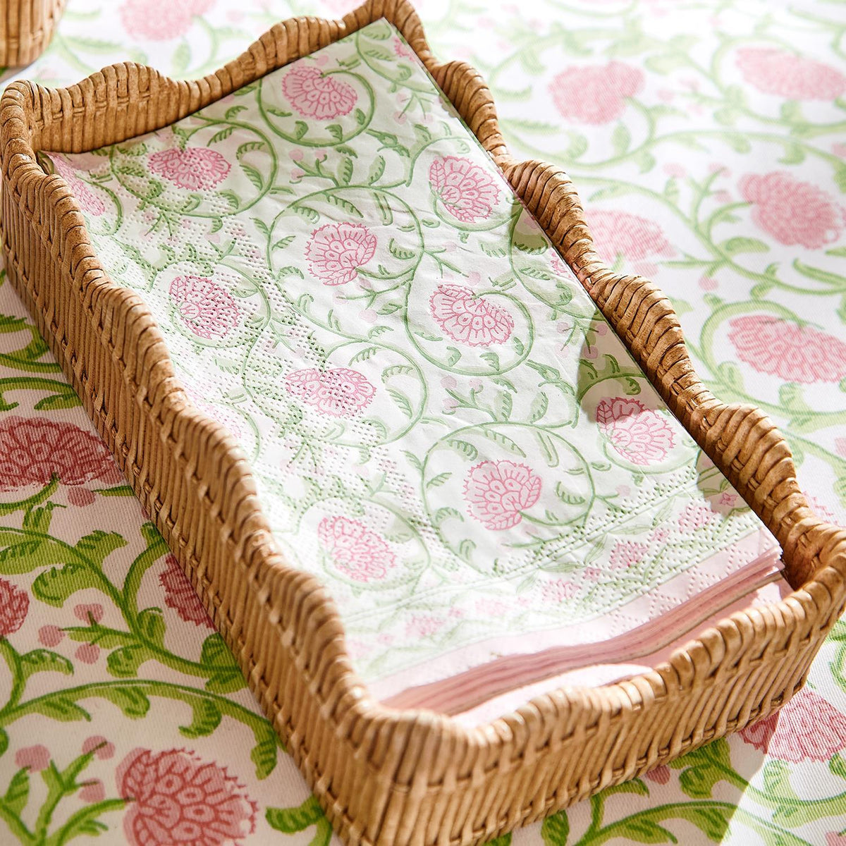 Floral Block Print Paper Dinner Napkin / Guest Towel