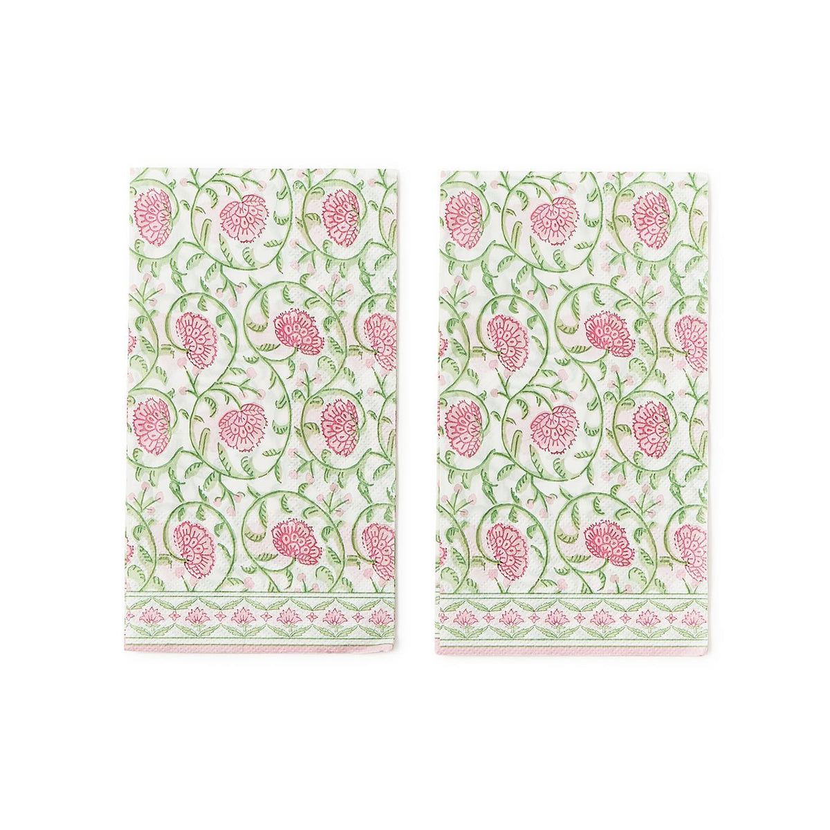 Floral Block Print Paper Dinner Napkin / Guest Towel