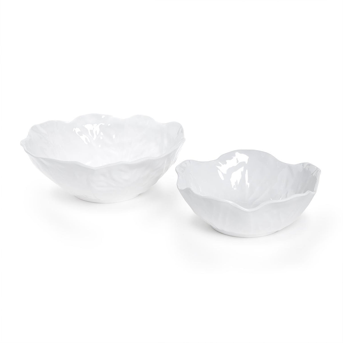 White Cabbage Patterned Serving Bowl Medium