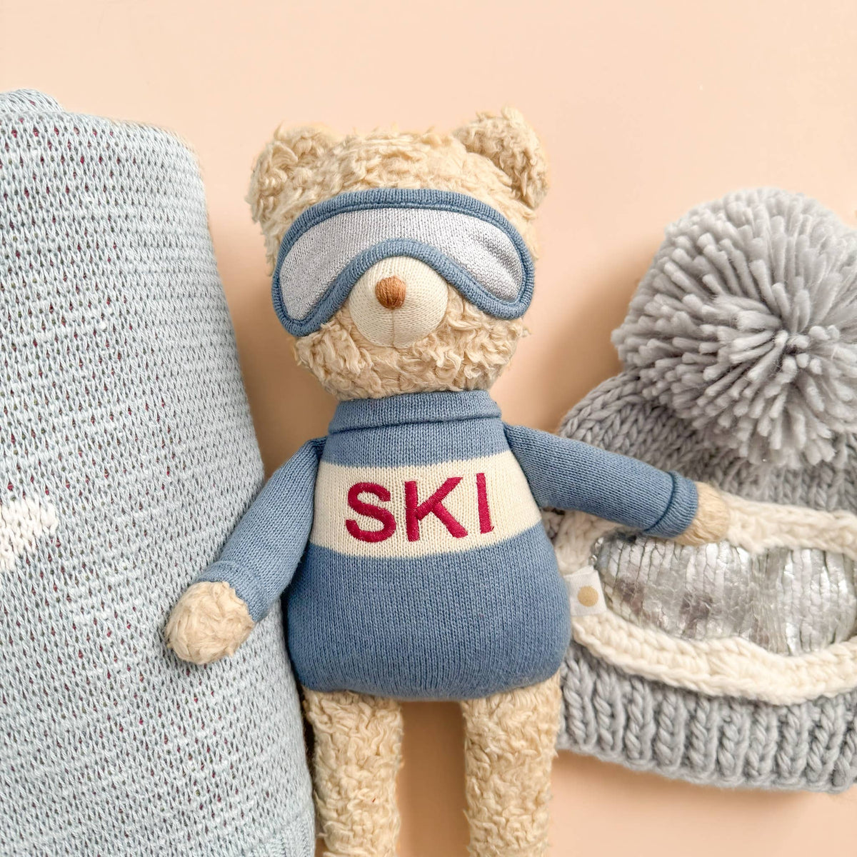 Plush Bear Ski Baby Kids Toy Organic Holiday Gift Winter