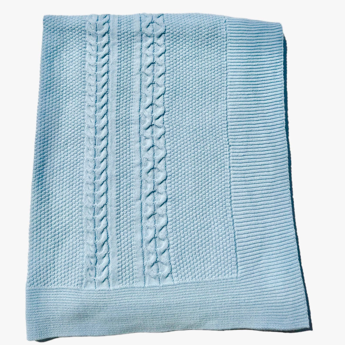 Classic Aran Knit Blanket: Blue / 36"x36"