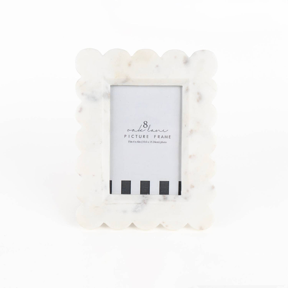 White Scalloped Marble 4x6 Picture Frame