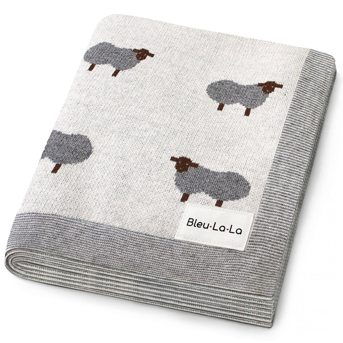 100% Luxury Cotton Receiving Swaddle Baby Blanket - Sheep: Sheep - Ivory