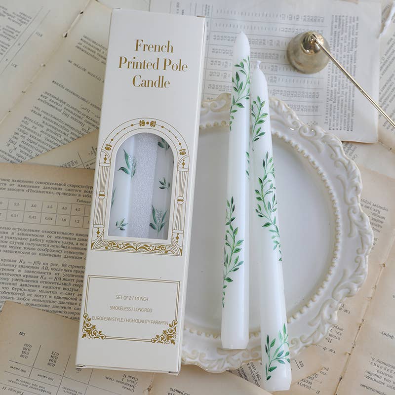 2pcs 25CM European Style Plant Print Smokeless Decor Candles: #4