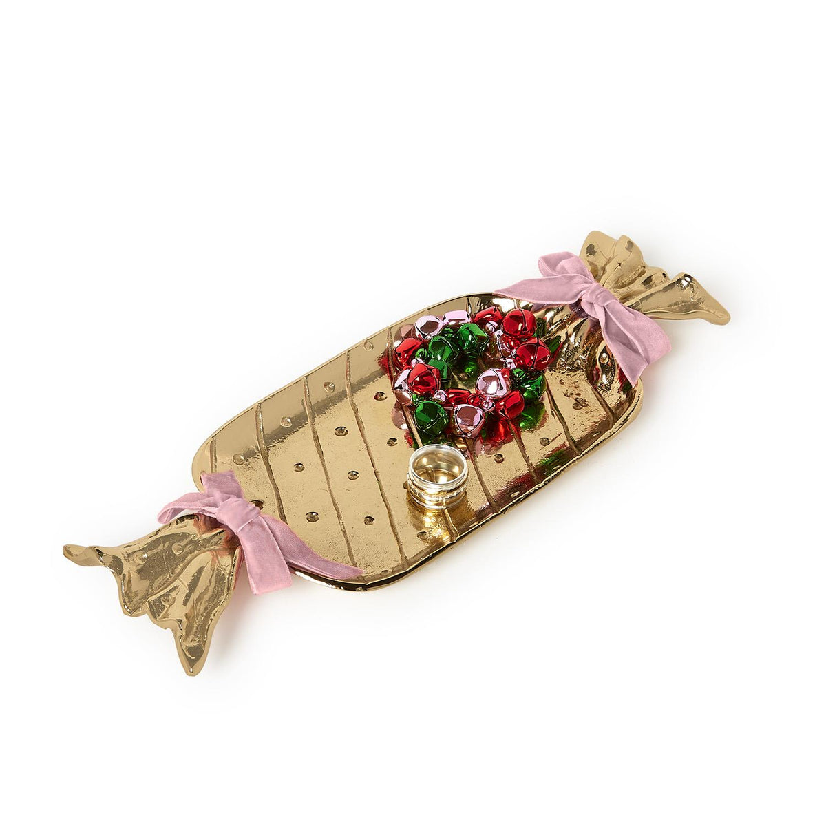 Set of 2 Gold Candy Shape Trays with Velvet Ribbon