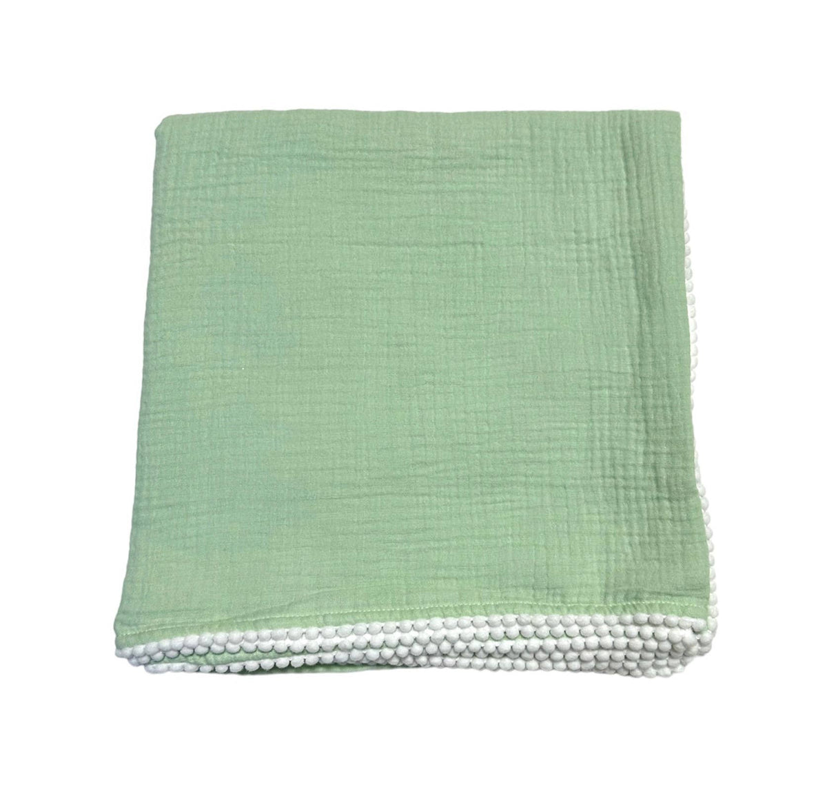Cotton Muslin Swaddle Blanket: Sage/White