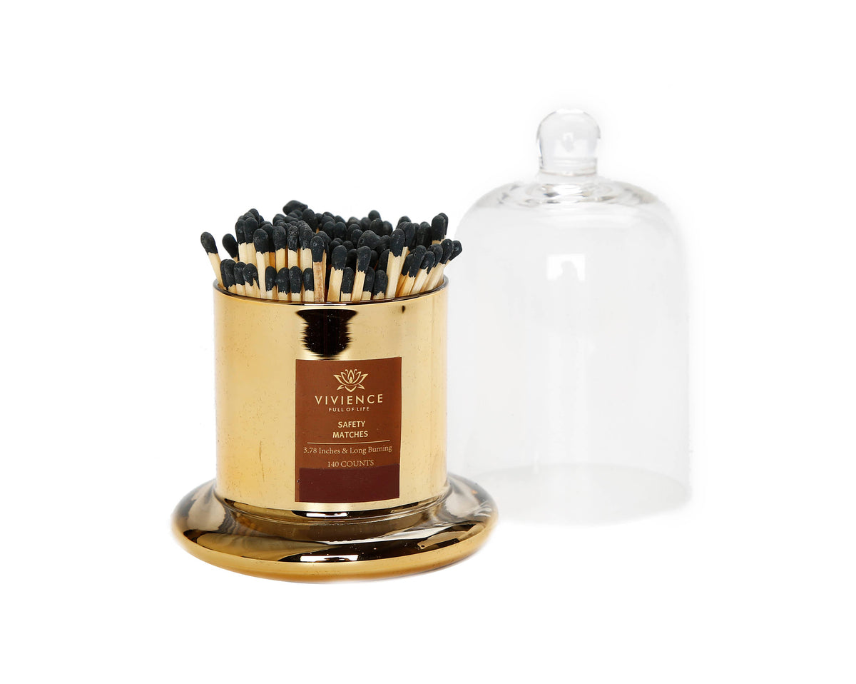 Match Holder Jar with Gold/Smoked Base: Smoked