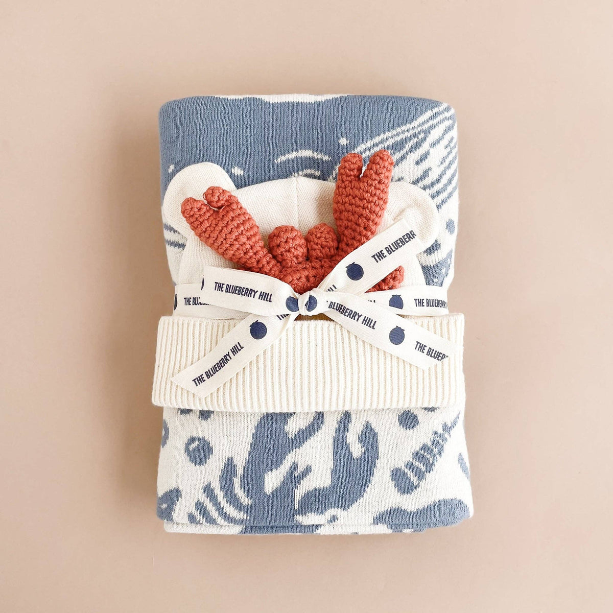 Set Nautical Blanket Crab Teether Cotton Baby Gift Ocean