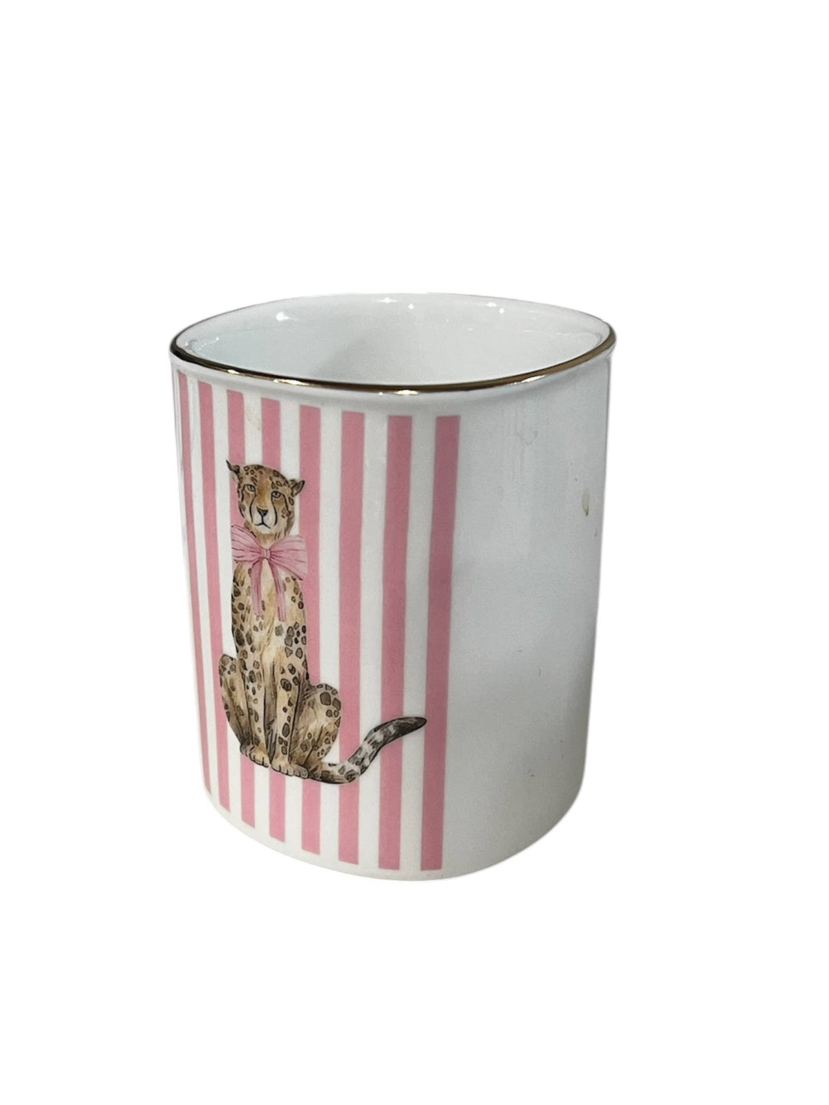 Pencil Cup Leopard With Pink Stripes