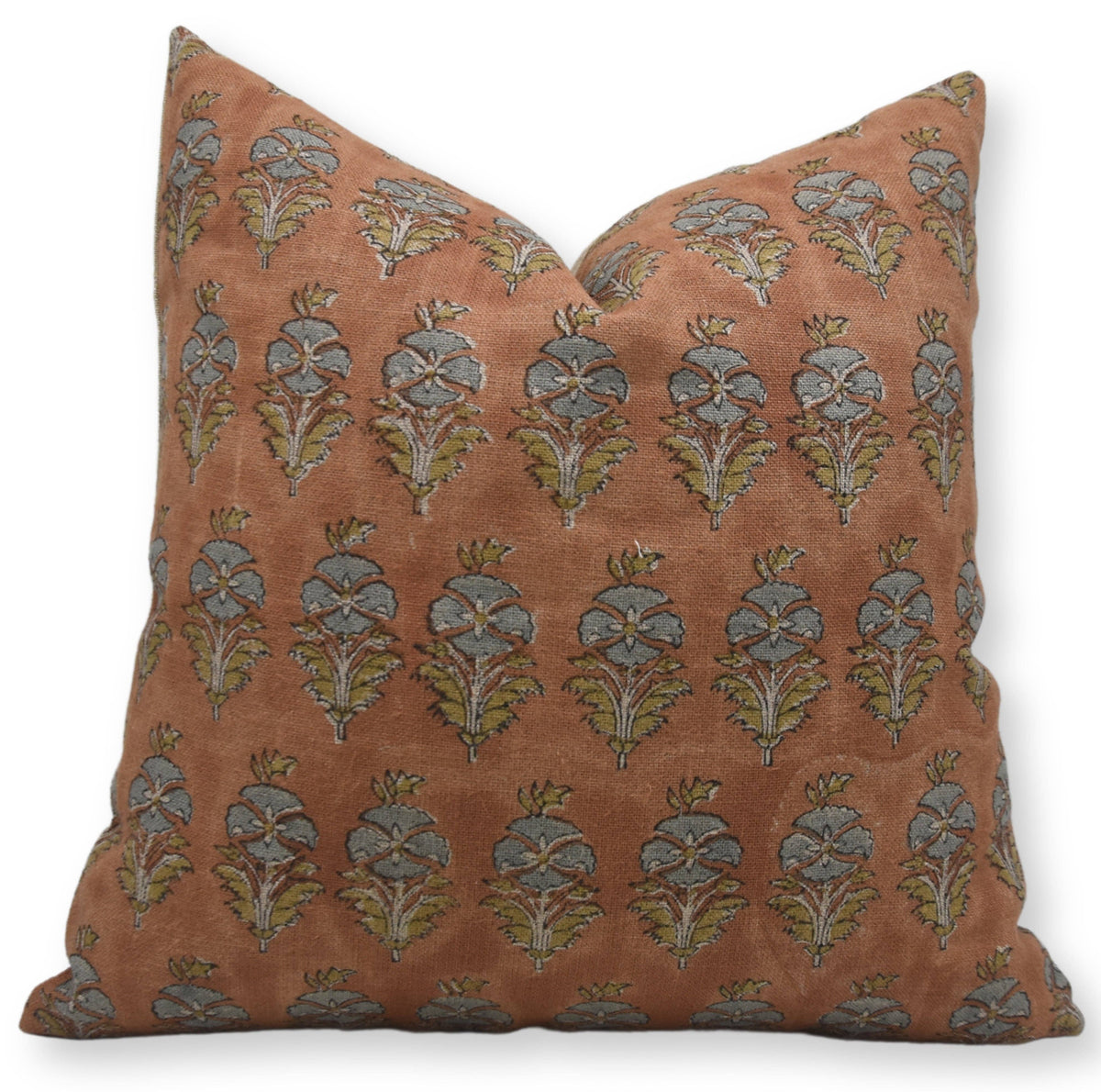 Stylish Block Print Thick Linen Pillow Cover - Mor Mukut: Thick Linen / One Side Print / 18x18 Inch