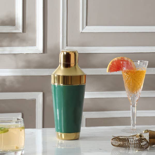 Hand-Painted Cocktail Shaker: Green