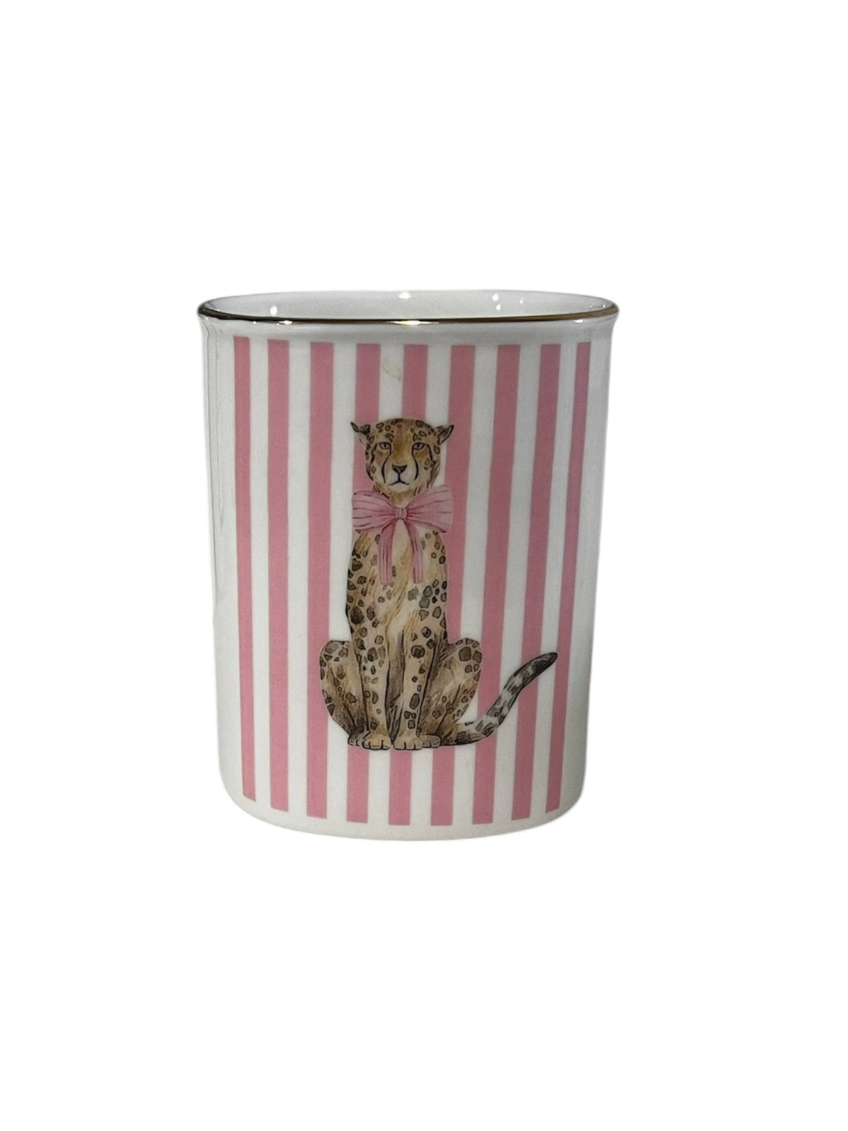 Pencil Cup Leopard With Pink Stripes