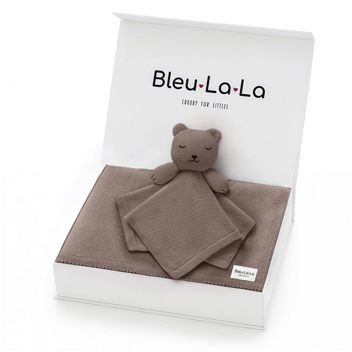 Blanket and Lovey Security Blanket Organic Cotton Gift Set: Bear - Sky Blue