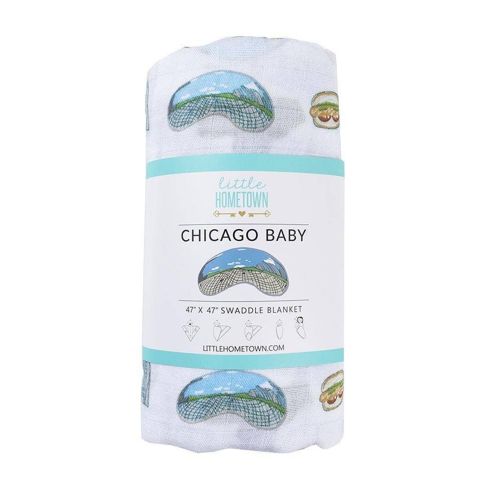 Chicago Baby Muslin Swaddle Blanket Perfect Baby Shower Essential