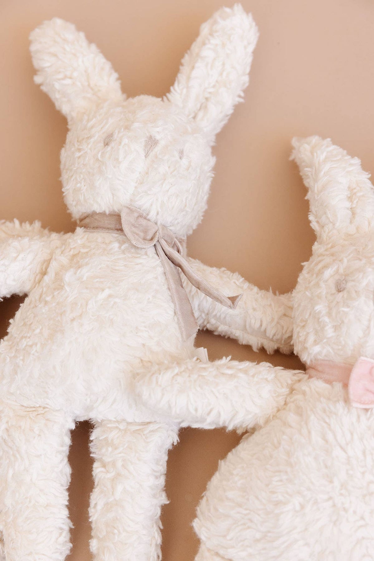 Plush Bunny Taupe Velvet Bow Baby Kid Organic Neutral: Taupe Bow