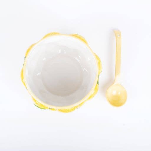 Lemon Ceramic Punch Bowl & Ladle Set, 32oz