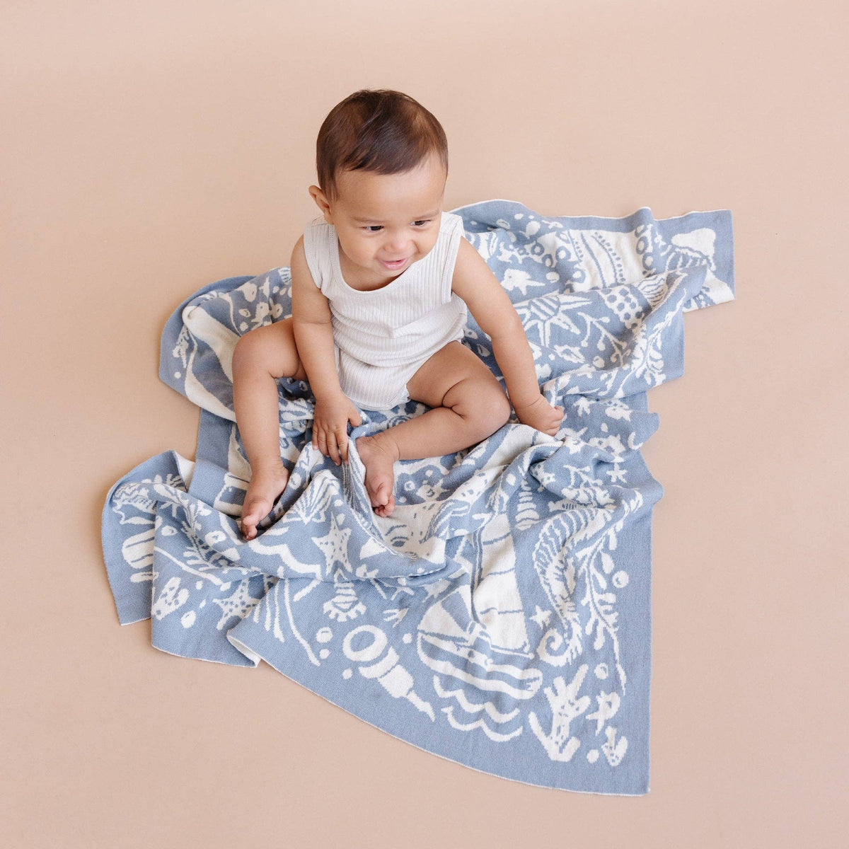 Set Nautical Blanket Crab Teether Cotton Baby Gift Ocean