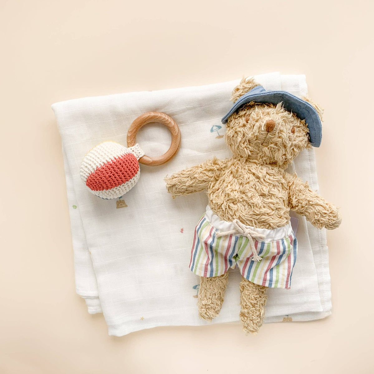 Plush Bear Beach Toy Ocean Coastal Summer Baby Kid Organic: Blue