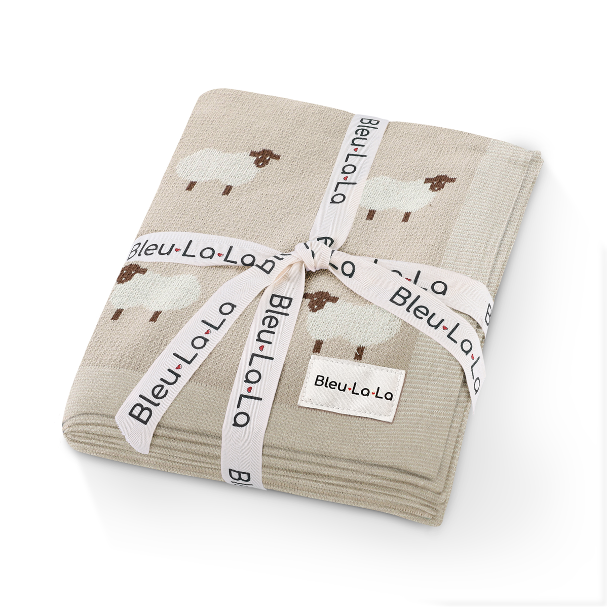 100% Luxury Cotton Receiving Swaddle Baby Blanket - Sheep: Sheep - Ivory