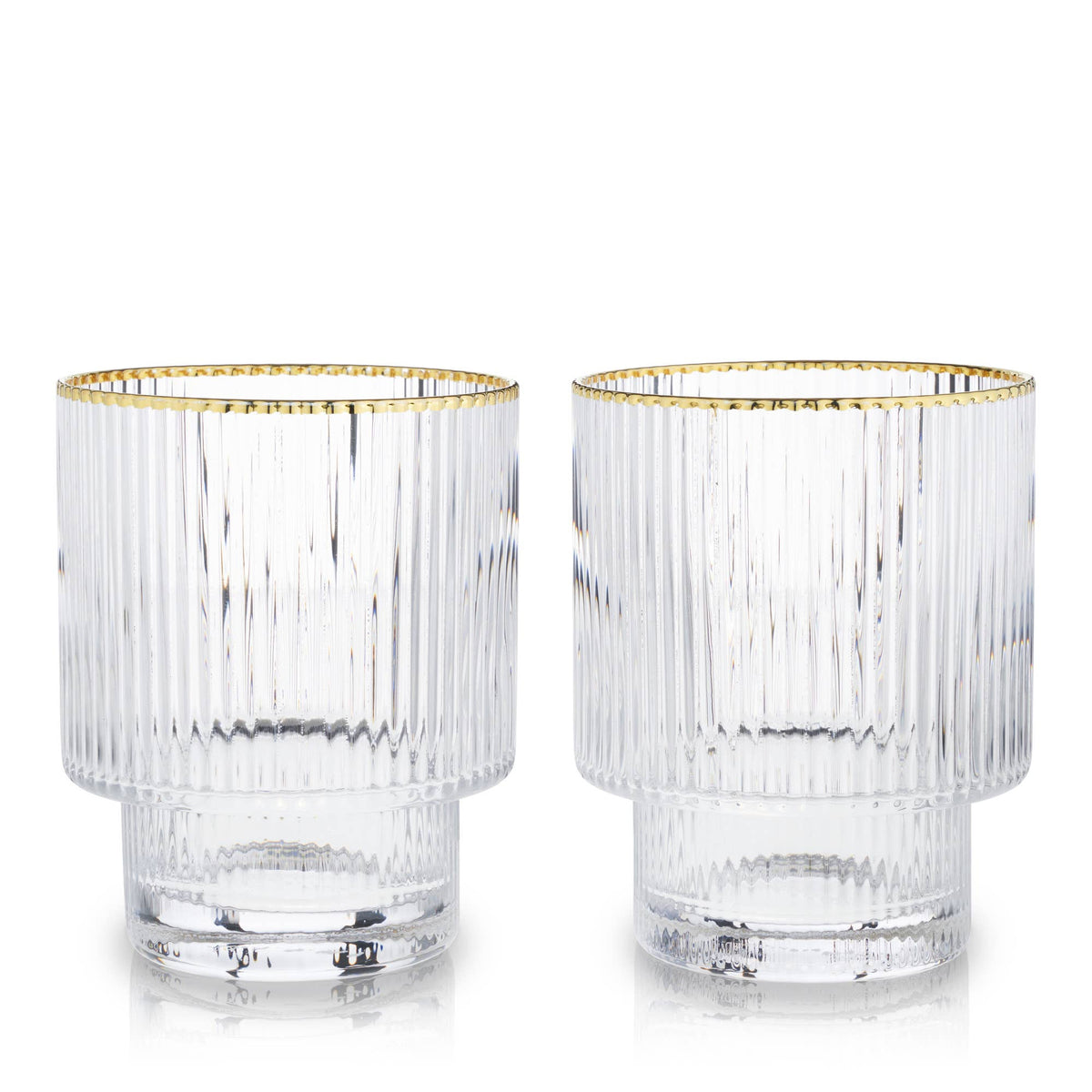 Deco Meridian Gold Rimmed Whiskey Crystal Tumblers