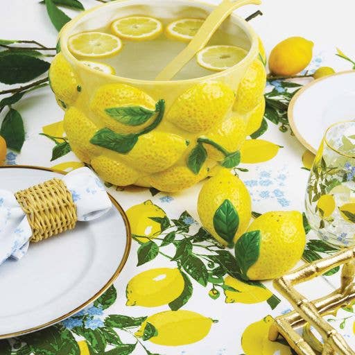 Lemon Ceramic Punch Bowl & Ladle Set, 32oz