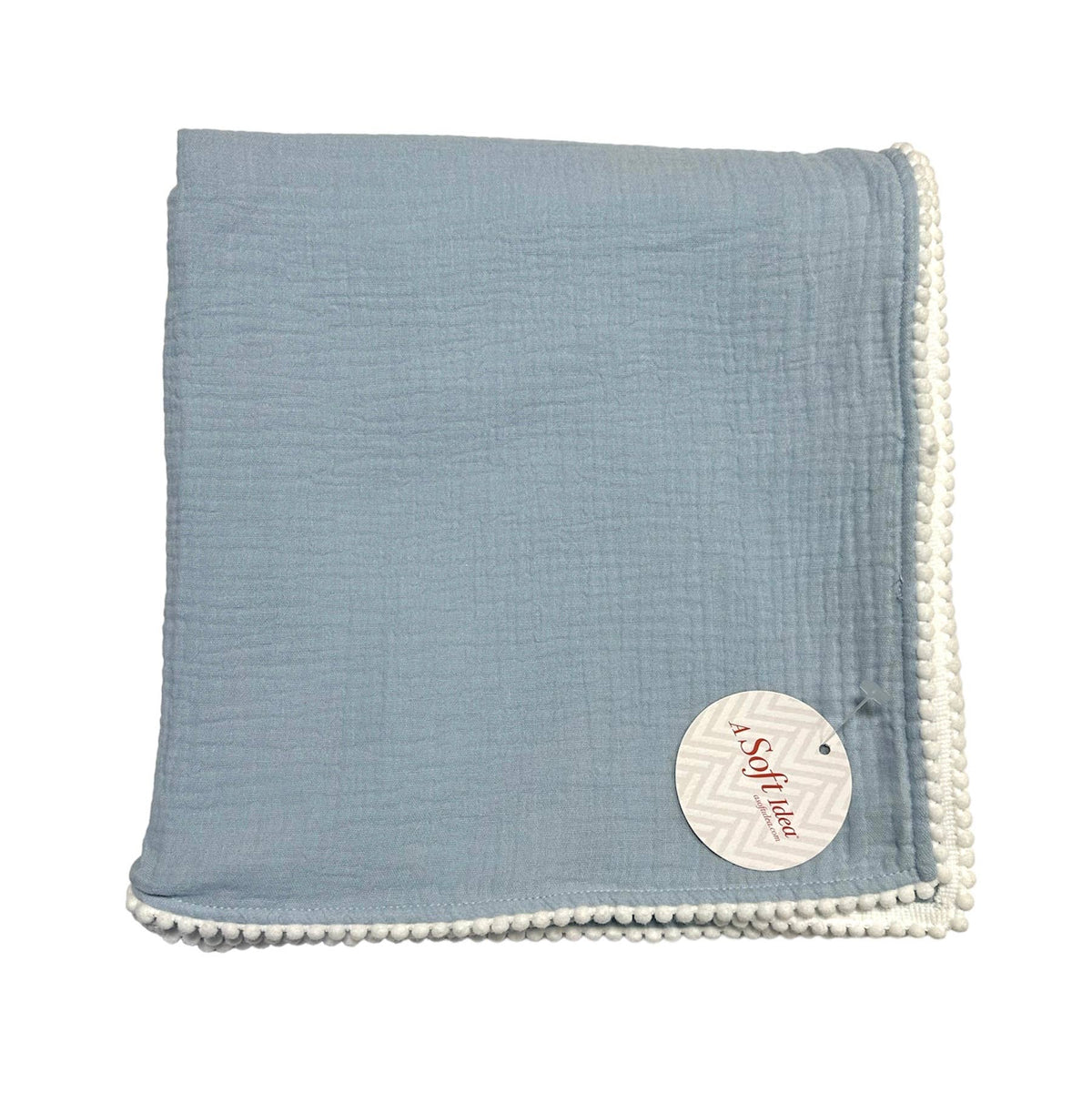 6033 - Cotton Muslin Swaddle Blanket: Denim/White