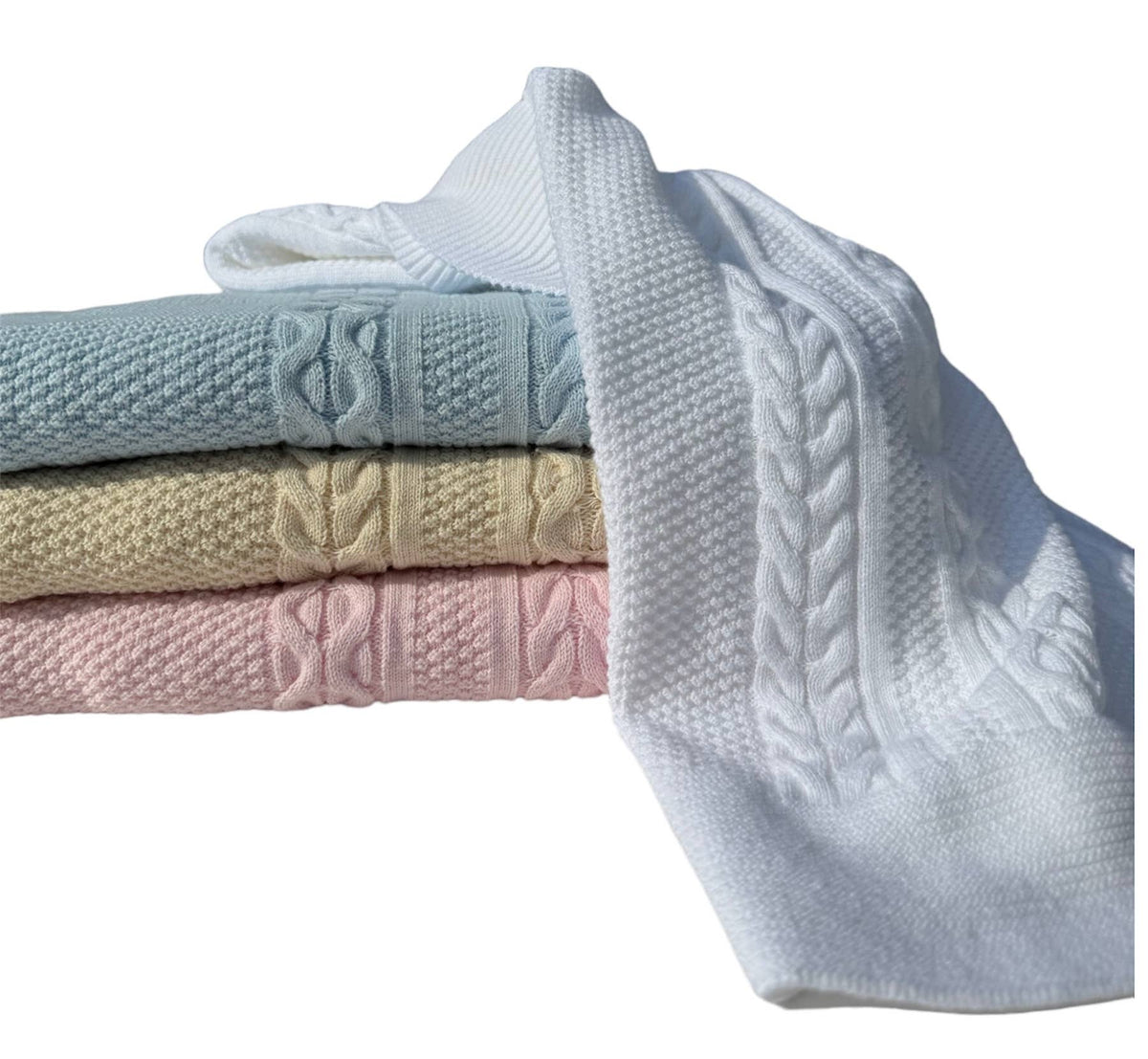 Classic Aran Knit Blanket: Natural / 36"x36"