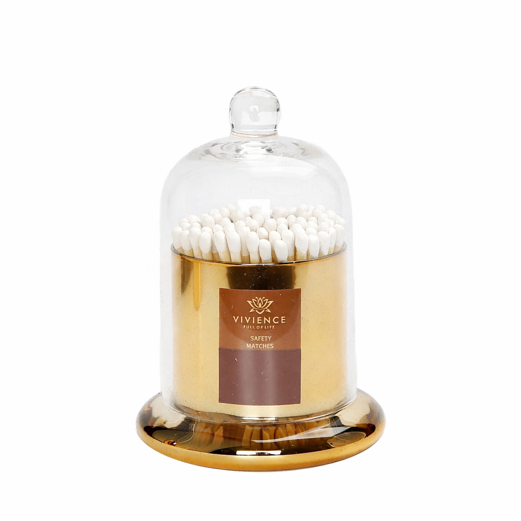 Match Holder Jar with Gold/Smoked Base: Smoked