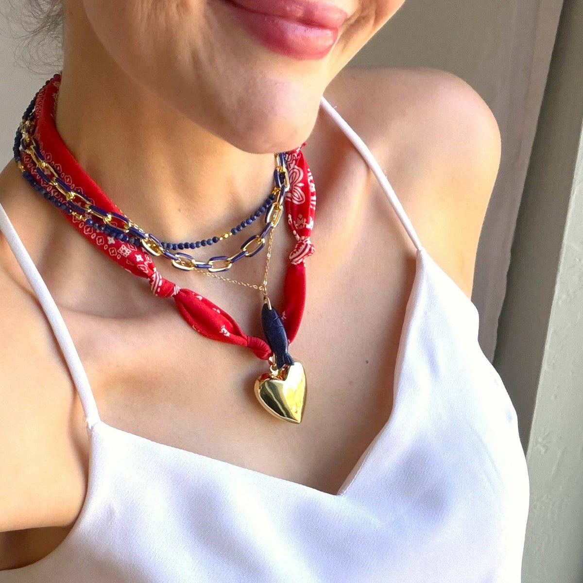 Gemstone Fish Pendant Necklace: Lapis / 18 inch