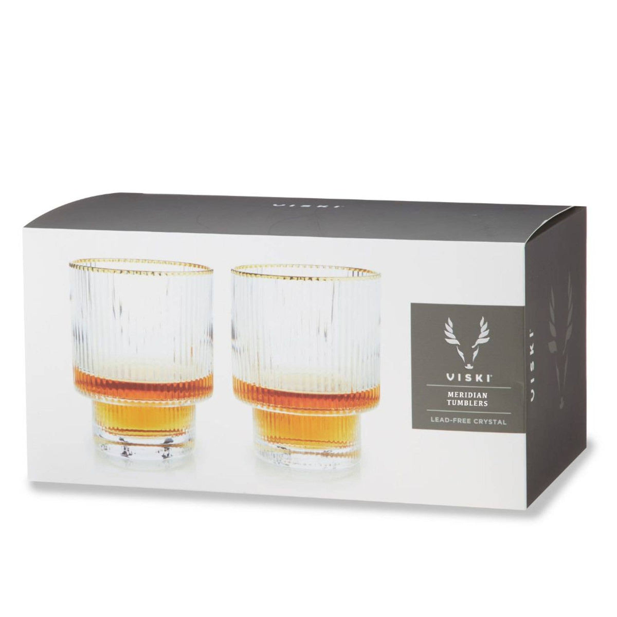 Deco Meridian Gold Rimmed Whiskey Crystal Tumblers