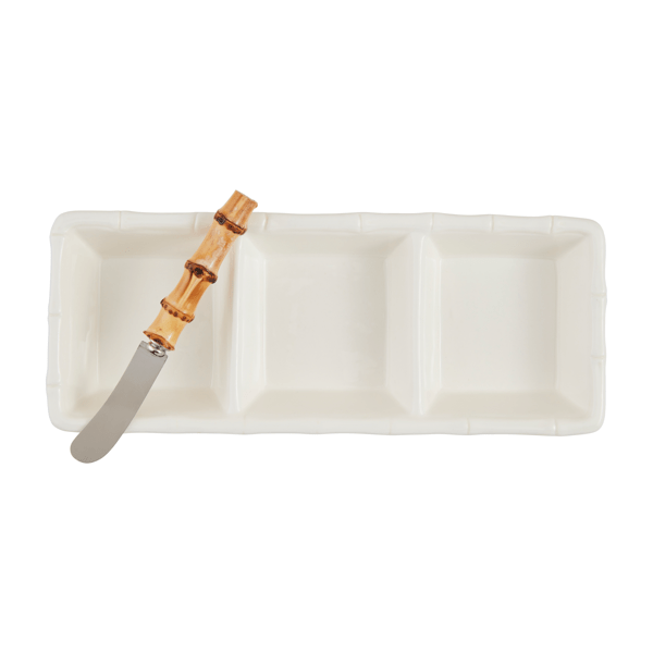 White Bamboo Triple Tidbit Set